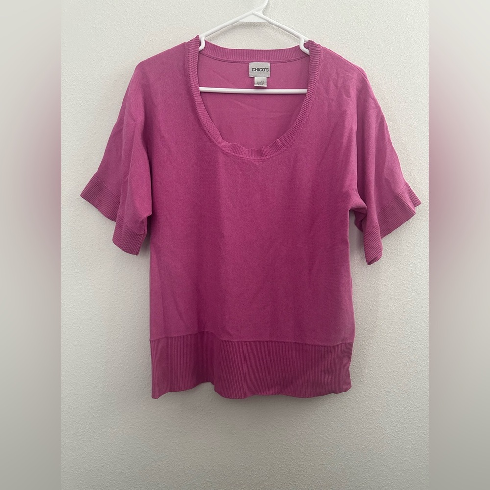 EUC Chico's Pink Short Sleeve Top- Size 2(L)